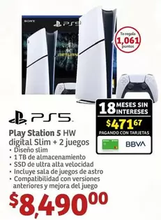 Oferta de Sony - Play Station 5 Hw Digital Slim + 2 Juegos por $8490 en Soriana Híper