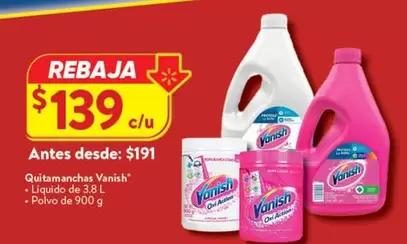 Oferta de Vanish - Quitamanchas por $139 en Walmart