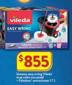 Oferta de Vileda - Sistema Easy Wring  Mop Cubo Con Pedal + Fabuloso Sensaciones por $855 en Walmart