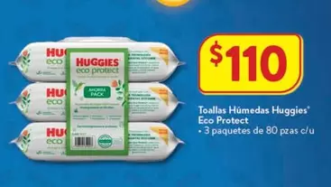 Oferta de Huggies - Toallas Humedas Eco Protect por $110 en Walmart