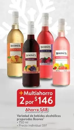 Oferta de Boones - Variedad De Bebidas Alcoholicas Preparados por $48 en Walmart