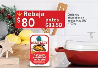 Oferta de May Lily - Ostiones Ahumados En Aceite May por $80 en Walmart