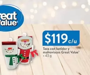 Oferta de 43 - Taza Con Battidor Y Malvaviscos Great Value por $119 en Walmart