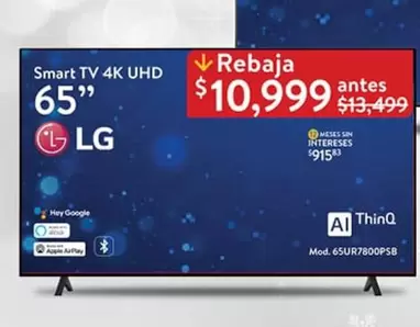 Oferta de LG - Smart TV 4K UHD 65" por $10999 en Walmart