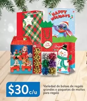 Oferta de Variedad De Bolsas De Regalo Grandes O Paquetes De Moños Para Regalo por $30 en Walmart