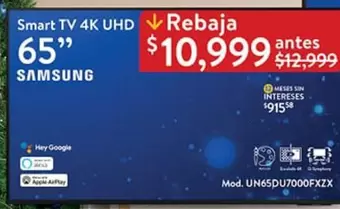 Oferta de Smart -  TV 4K UHD 65" por $10999 en Walmart