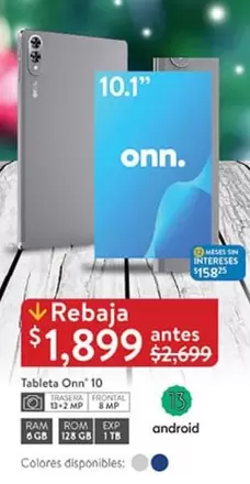 Oferta de 8 - Tableta Onn 10 por $1899 en Walmart