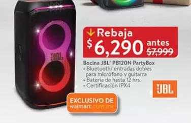 Oferta de JBL - bocina Pb120n Partybox por $6290 en Walmart