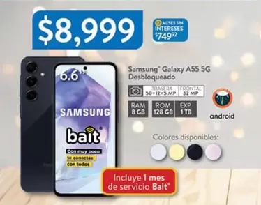 Oferta de 8 - Galaxy A55 5G Desbloqueado por $8999 en Walmart