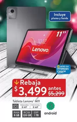 Oferta de Lenovo - Tableta M11 por $3499 en Walmart