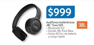 Oferta de JBL - Audifonos Inalámbricos Tune 520 Bluetooth por $999 en Walmart