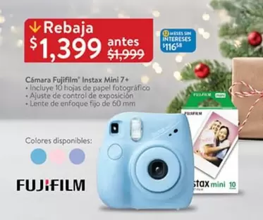 Oferta de Fujifilm -  Instax Mini 7+ por $1399 en Walmart