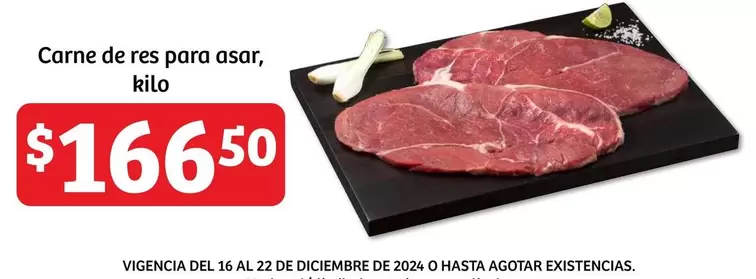 Oferta de Carne De Res Para Asar, Kilo por $166.5 en Soriana Híper