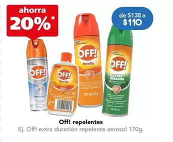 Oferta de Off! - Extra Duración Repelente Aerosol por $110 en Farmacia San Pablo