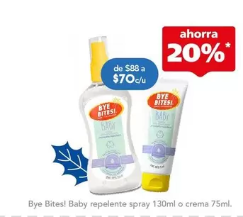 Oferta de Bye Bites! - Baby Repelente Spray O Crema por $70 en Farmacia San Pablo