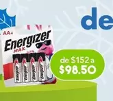 Oferta de Energizer - Max AA 4 Piezas  por $98.5 en Farmacia San Pablo