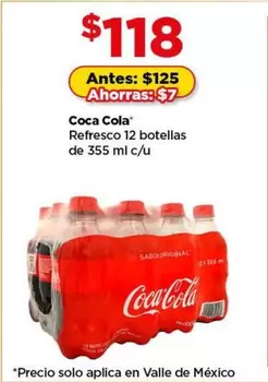 Oferta de Coca Cola - Refresco 12 Botellas De 355 Ml C/U por $118 en Bodega Aurrera