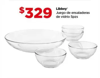 Oferta de Libbey -  Juego De Ensaladeras De Vidrio por $329 en Bodega Aurrera