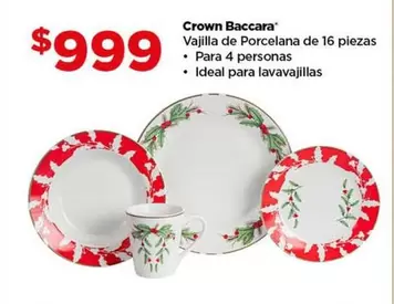 Oferta de Crown Baccara - Vacilla De Porcelana por $999 en Bodega Aurrera