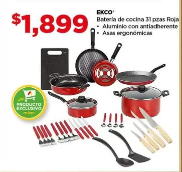 Oferta de Ekco - Exco Bateria De Cocina 31 Pzas Roja por $1899 en Bodega Aurrera