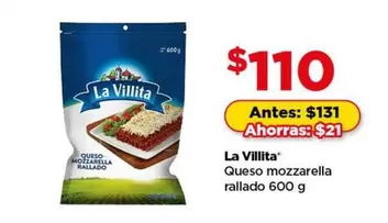 Oferta de La Villita - Queso Mozzarella Rallado por $110 en Bodega Aurrera