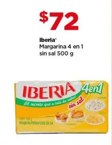 Oferta de Iberia - Margarina 4 en 1 sin sal por $72 en Bodega Aurrera