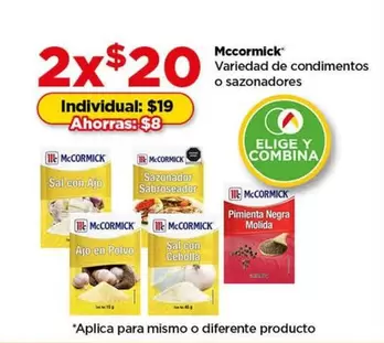 Oferta de 8 - McCormick Variedad De Condimentos O Sazonadores por $19 en Bodega Aurrera