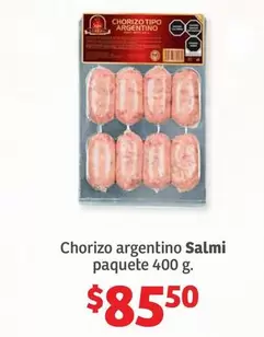 Oferta de Chorizo Argentino Salmi Paquete por $85.5 en Soriana Híper