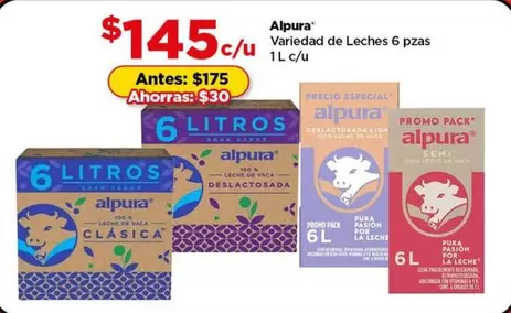 Oferta de Alpura - Variedad De Leches 6 Pzas por $145 en Bodega Aurrera