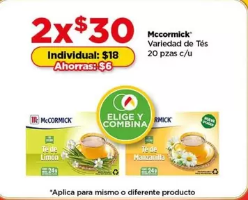 Oferta de McCormick - Variedad De Tés en Bodega Aurrera