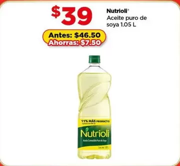 Oferta de Nutrioli - Aceite Puro De Soya por $39 en Bodega Aurrera