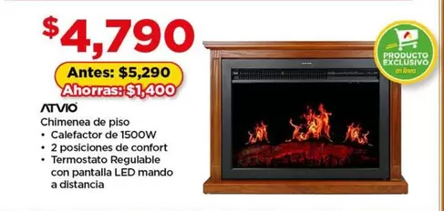 Oferta de Atvio - Chimenea De Piso por $4790 en Bodega Aurrera