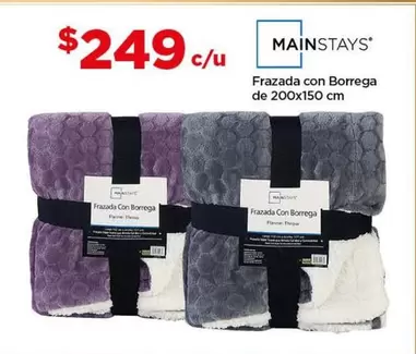 Oferta de Mainstays - Frazada Con Borrega De 200x150 Cm por $249 en Bodega Aurrera