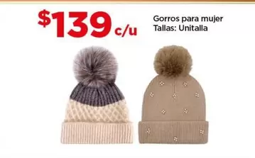 Oferta de Gorros Para Mujer por $139 en Bodega Aurrera