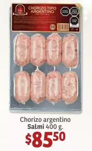 Oferta de Chorizo Argentino Salmi por $85.5 en Soriana Híper