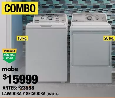 Oferta de Mabe - Lavadora Y Secadora por $15999 en The Home Depot