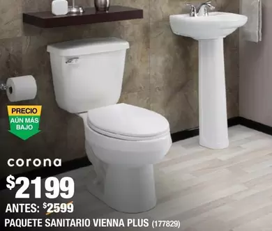 Oferta de Corona - Paquete Sanitario Vienna Plus por $2199 en The Home Depot