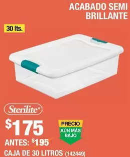 Oferta de Sterilite - Caja De 30 Litros por $175 en The Home Depot