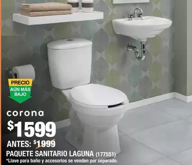 Oferta de Corona - Paquete Sanitario Laguna por $1599 en The Home Depot