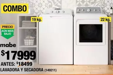 Oferta de Mabe - Lavadora Y Secadora por $17999 en The Home Depot