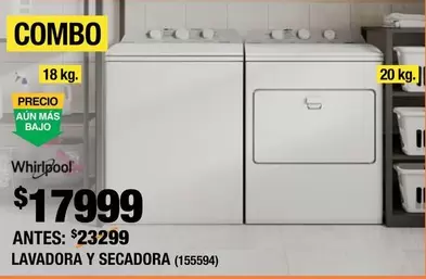 Oferta de Whirlpool - Lavadora Y Secadora por $17999 en The Home Depot