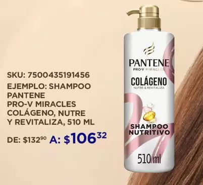 Oferta de Pantene - Pro-v Miracles Colágeno, Nutre Y Revitaliza por $106.32 en Del Sol