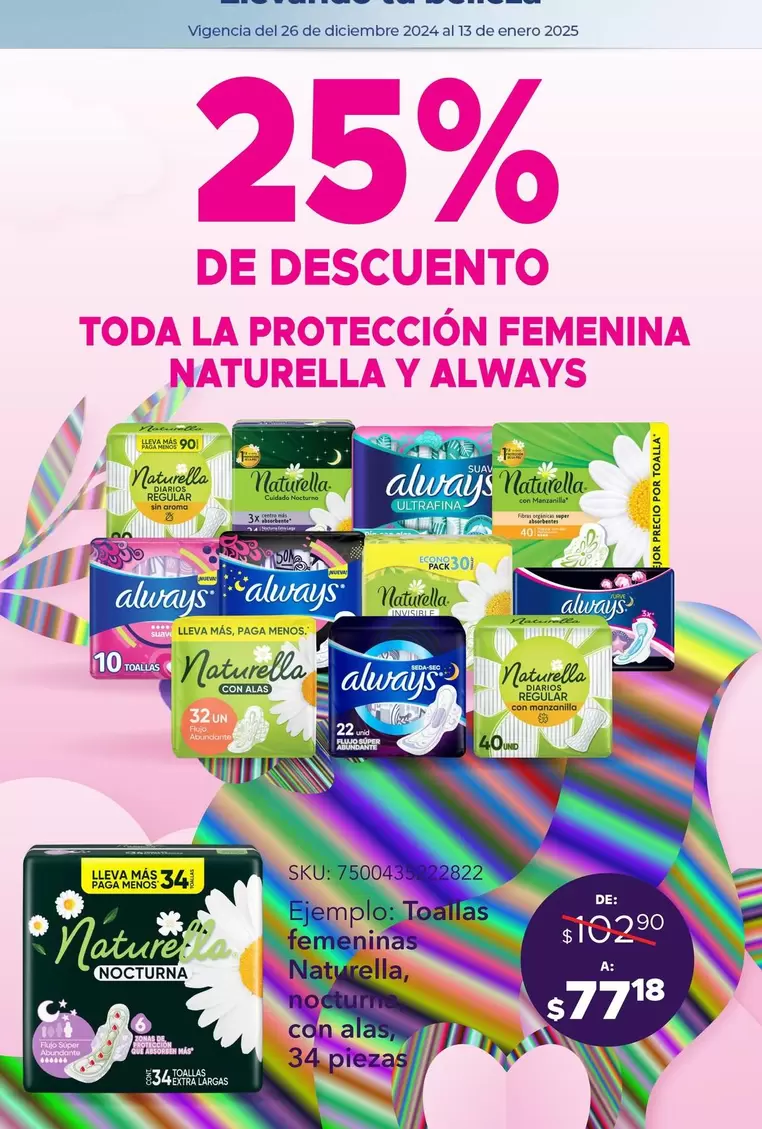 Oferta de Naturella - Toda La Protección Femenina  Y Always en Del Sol