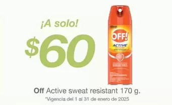 Oferta de Solo - Off Active Sweat Resistant por $60 en Soriana Mercado