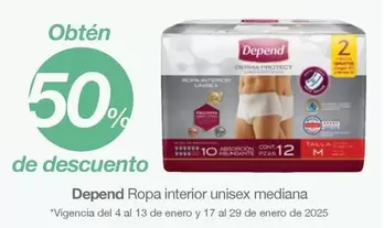 Oferta de Depend -  Ropa Interior Unisex Mediana en Soriana Mercado