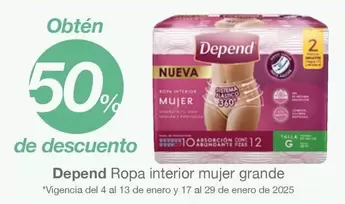 Oferta de Depend - Ropa Interior Mujer Grande en Soriana Mercado