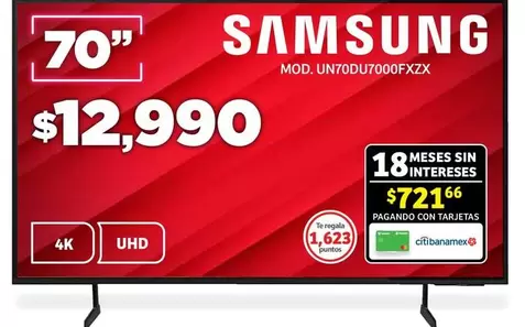 Oferta de Samsung - Mod. UN70DU700FIXZX por $12990 en Soriana Híper