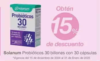 Oferta de Solanum - Probioticos 30 Billones Con 30 Cápsulas en Soriana Híper