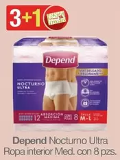 Oferta de Depend -  Nocturno Ultra Ropa Interior Med. Con 8 Pzs. en Soriana Híper