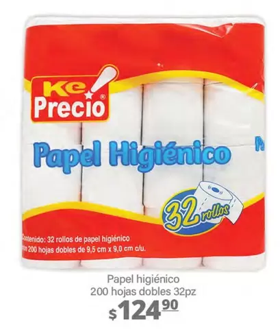 Oferta de Ke Precio - Papel Higiénico 200 Hojas Dobles 32pz por $124.9 en La Comer